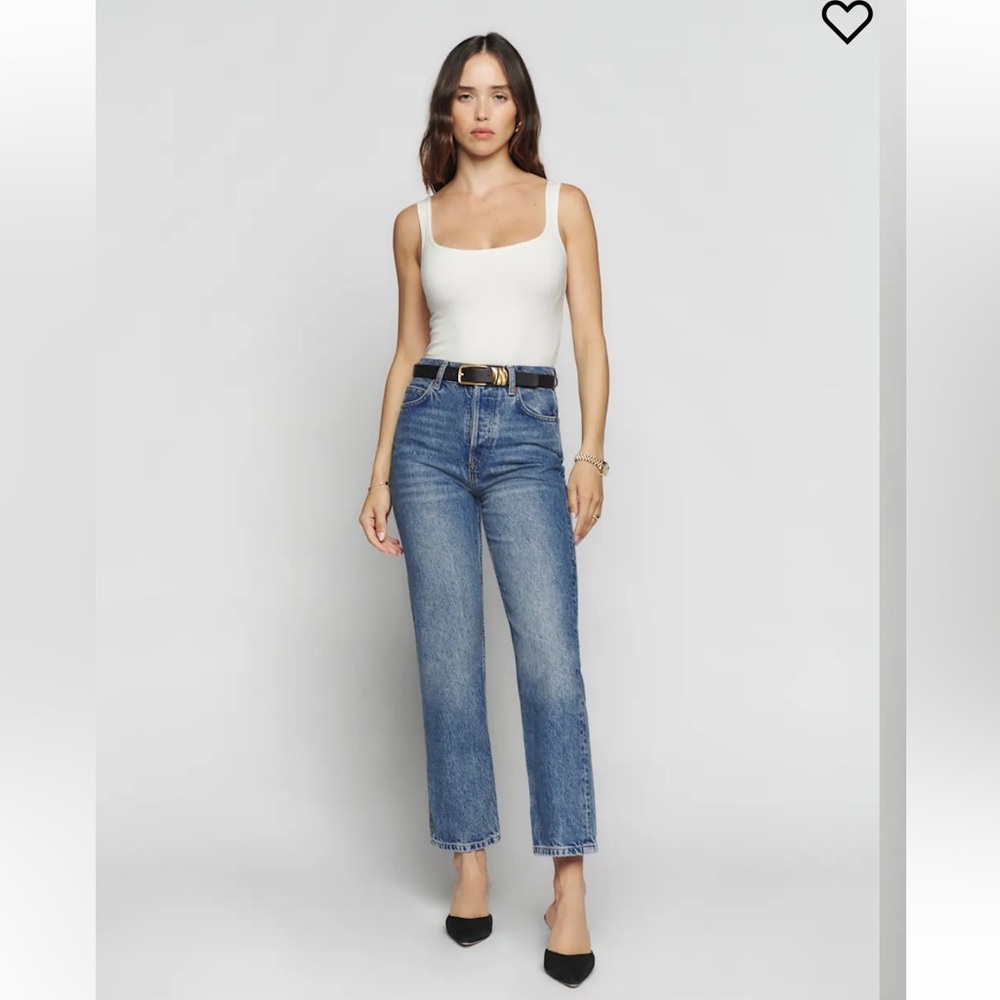 Reformation high rise straight cropped Cynthia jeans